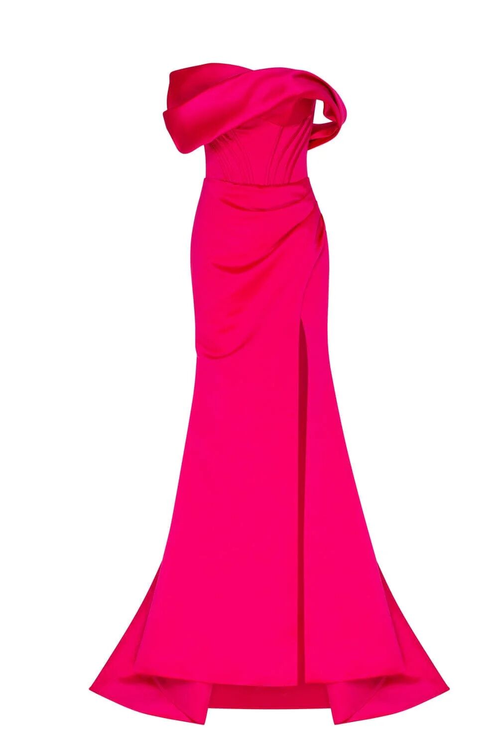 Milla Fuchsia Princess strapless gown with thigh slit L womens