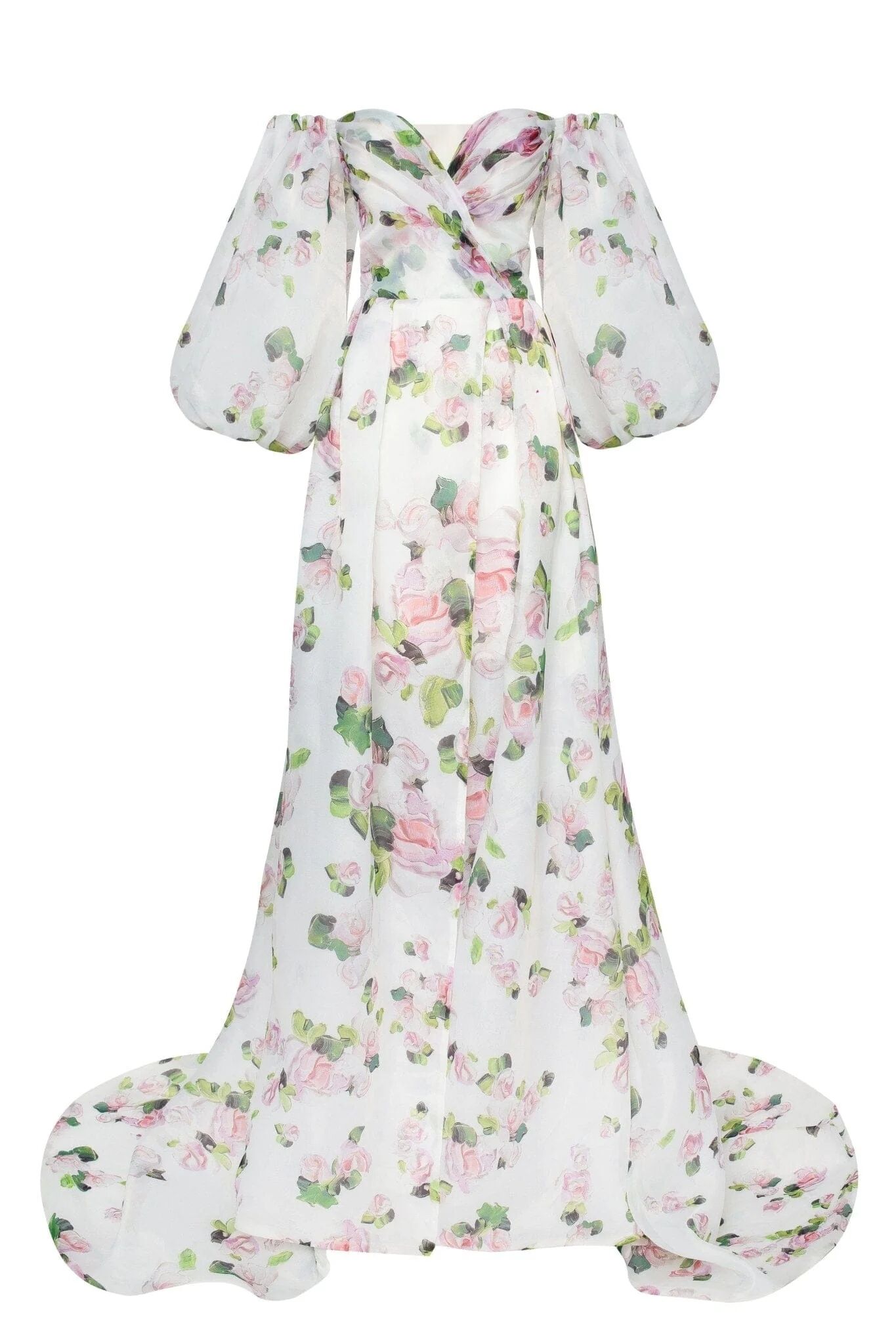 Milla Apple Blossom Elegant floral puff sleeve maxi dress XXL womens