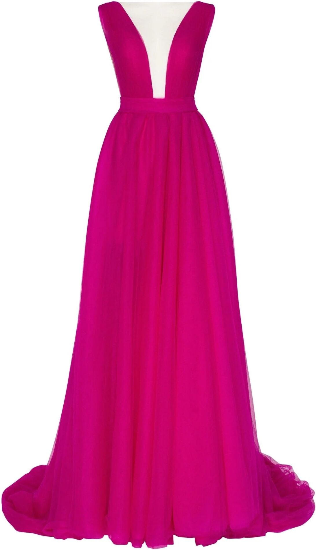 Milla Fuchsia Bow-Back Maxi Evening Tulle Dress XXS womens