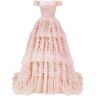 Milla Misty Rose Off-The-Shoulder Frill-Layered Gown M womens