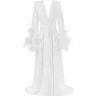 Milla Delicate feather-trimmed satin robe M womens