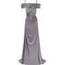 Milla Elegant silver off-the-shoulder silk maxi dress XXS womens