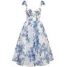 Milla Charming blue hydrangea-patterned organza midi dress, Garden of Eden XXS womens