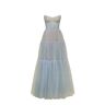 Milla Ocean wave tulle maxi dress with ruffled skirt, Garden of Eden L womens