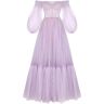 Milla Lavender Sheer Sleeves Maxi Tulle Dress S womens