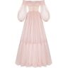 Milla Misty Rose Sheer Sleeves Maxi Tulle Dress L womens