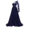 Milla Royal Navy tulle gown with detachable sleeve XS womens