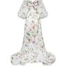 Milla Apple Blossom Elegant floral puff sleeve maxi dress L womens