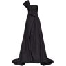 Milla Black taffeta evening gown with a high slit and one-shoulder wrap top XL womens