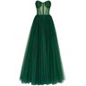 Milla Emerald Green Tulle Maxi Dress with a Corset Bustier XS womens