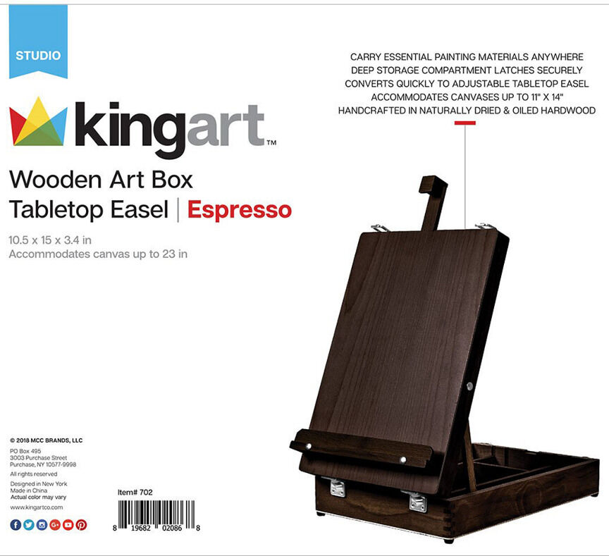 KINGART Wooden Art Box Tabletop Easel (Espresso) NoColor NoSize