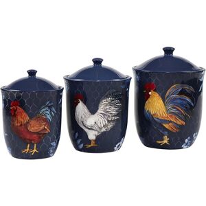 Certified International Indigo Rooster 3pc Canister Set Blue NoSize