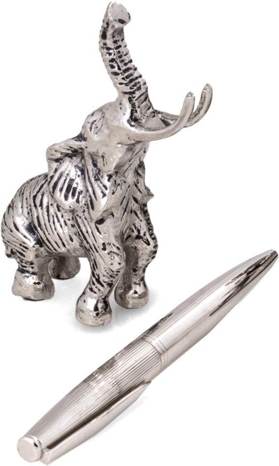 Bey-Berk Antique Silver Plated Elephant Pen Holder NoColor NoSize