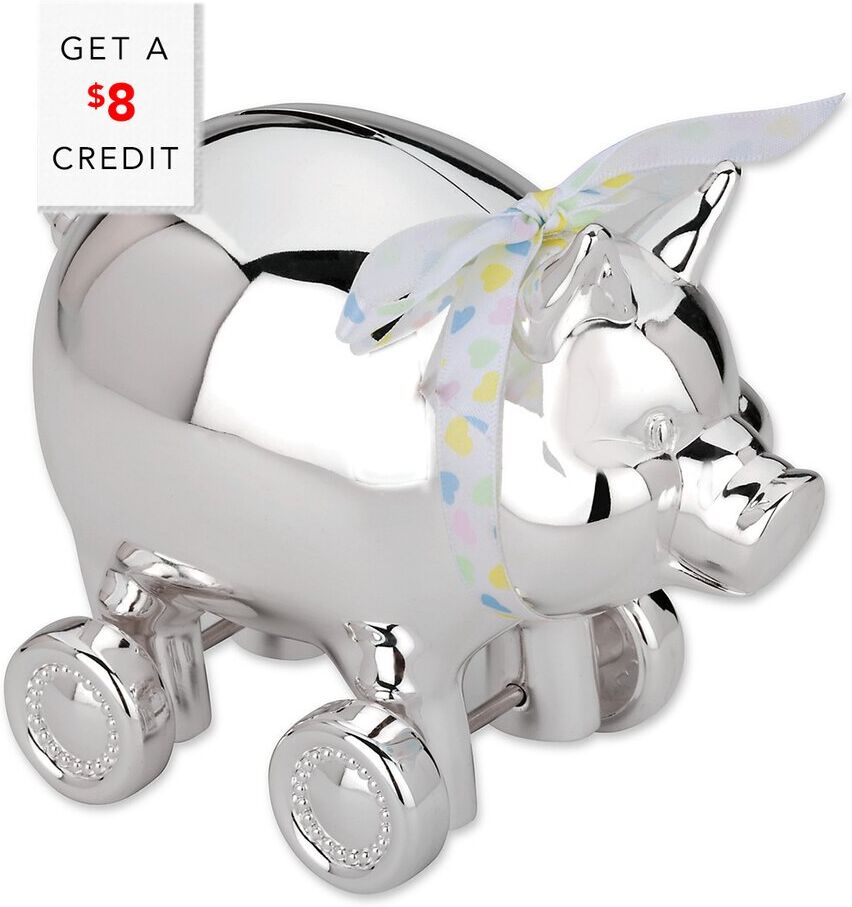 Reed and Barton Piggy With Wheels Silverplate Bank with $8 Credit Metallic NoSize