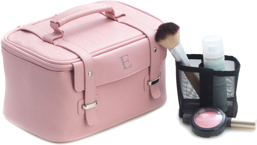 Bey-Berk Pink Leatherette Travel Makeup Case NoColor j