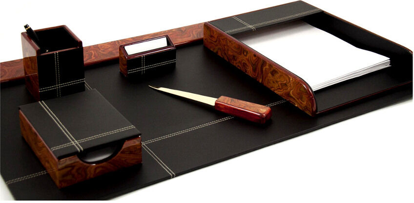 Bey-Berk 6pc Leather Desk Set NoColor NoSize