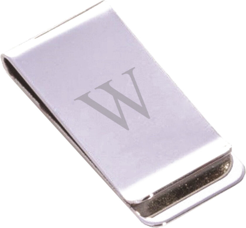 Bey-Berk Monogrammed Silver Plated Money Clip, (A-Z) NoColor f