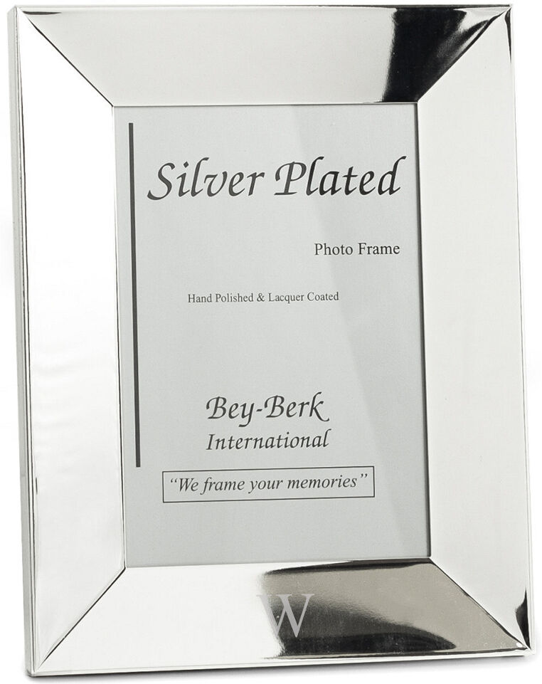 Bey-Berk Monogrammed Silver Plated Picture Frame 8in x 10in, (A-Z) NoColor v