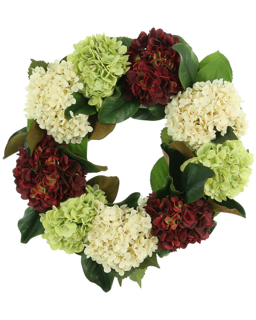 Creative Labs Displays 24in Burgundy, Green and Cream Hydrangea Magnolia Wreath Multicolor Large