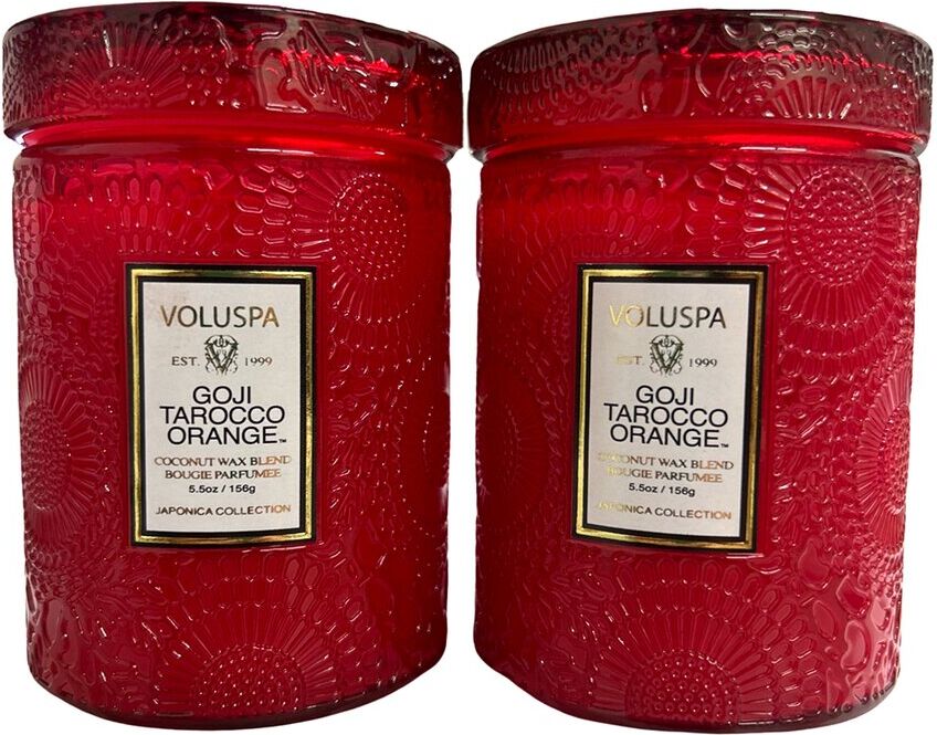 Voluspa Pack of 2 Goji & Tarocco Orange Tall Jar Mini Candle Tins NoColor NoSize