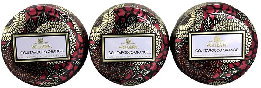 Voluspa Pack of 3 4oz Goji & Tarocco Orange Mini Candle Tins NoColor NoSize