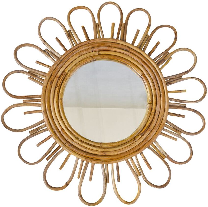 Tiramisu 25in Handmade Rattan Cane Flower Wall Mirror NoColor 25 x 9.5