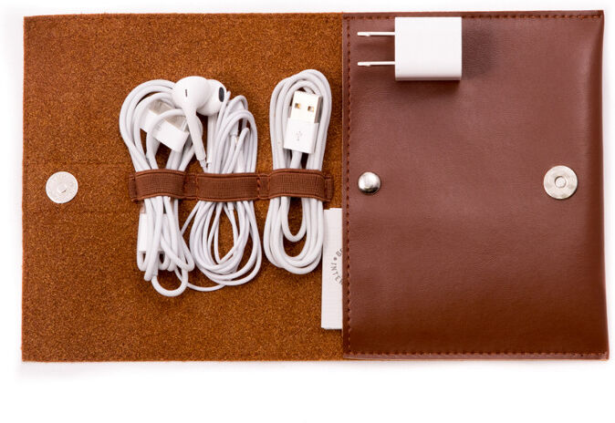 Bey-Berk Brown Leatherette Travel Charger Case NoColor NoSize