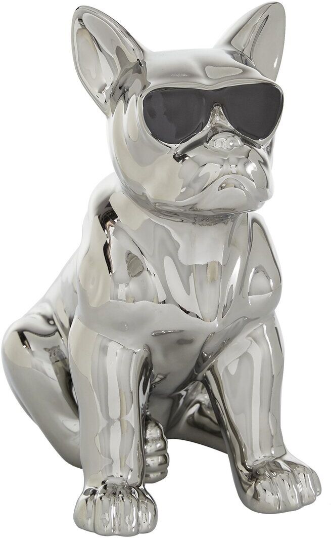 CosmoLiving by Cosmopolitan Glam Dog Ceramic Sculpture Silver NoSize