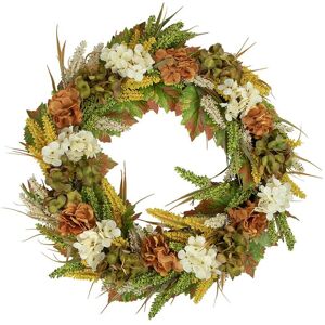 Northlight White And Orange Hydrangea Artificial Fall Harvest Twig Wreath 28-in Unlit White NoSize