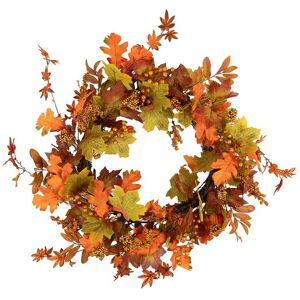 Northlight Fall Harvest Berries & Autumn Leaves Artificial Wreath Orange NoSize