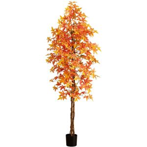 Nearly Natural 8Ft. Autumn Deluxe Maple Artificial Fall Tree Orange ns