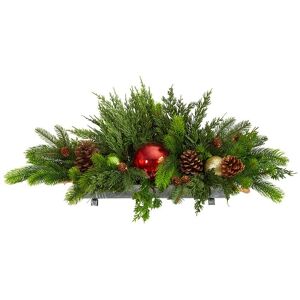 Nearly Natural 24In. Cedar Pine, Pinecones & Ornaments Artificial Christmas Arrangement In Tin Vase NoColor NoSize