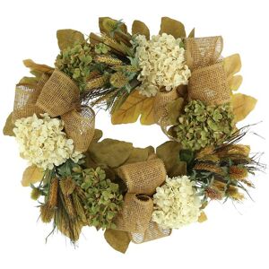 Creative Labs Displays 28in Cream Hydrangea, Thistle And Wheat Fall Wreath With Burlap Bows Cream NoSize
