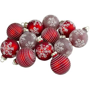 Northlight Set of 12 Red Glass Christmas Ornaments 1.75-in(45Mm) Red NoSize