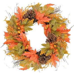 Northlight Fall Leaves And Pumpkins Artificial Thanksgiving Wreath 24-in Unlit Green NoSize