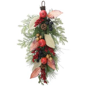 Northlight 30in Autumn Harvest Mixed Berry And Pine Needle Artificial Teardrop Swag - Unlit Red NoSize