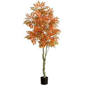 Nearly Natural 6Ft. Autumn Sumac Artificial Fall Tree Orange NoSize