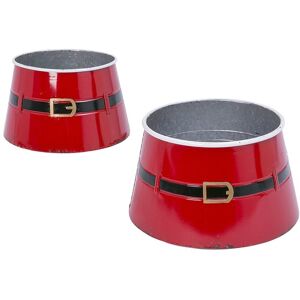 Gerson International Set Of 2 Nesting Metal Santa Belt Mini Tree Collars Red NoSize