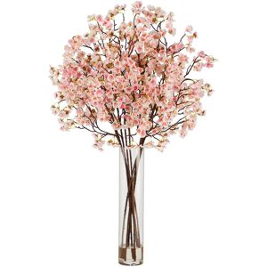 Nearly Natural 32in Artificial Cherry Blossom Arrangement with Cylinder Glass Vase Pink ns