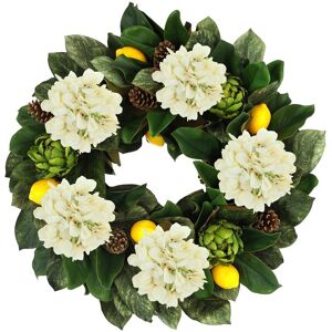 Creative Labs Displays 25in Traditional Fall Wreath with Hydrangeas, Artichokes & Lemons White NoSize