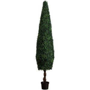 Nearly Natural 8ft UV-Resistant Artificial Boxwood Topiary Cone Tree (Indoor/Outdoor) Green NoSize