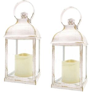Kate Aspen Set of 2 Marrakesh LED Vintage Decorative Lanterns White NoSize