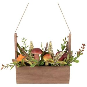Northlight 19in Mushroom & Foliage Wooden Fall Harvest Hanging Decoration Orange NoSize