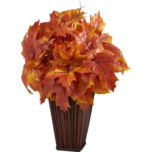 Nearly Natural 19In. Autumn Maple Leaf Artificial Plant In Decorative Planter Orange NoSize