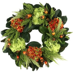 Creative Labs Displays 28in Green And Orange Hydrangea, Heather And Berry Fall Wreath Orange NoSize