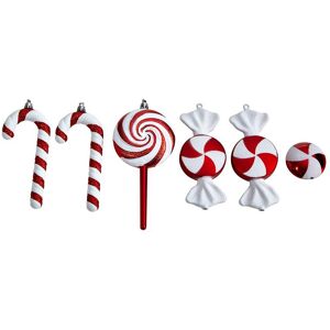 Nearly Natural Assorted Candy Cane Holiday Christmas Deluxe Shatterproof Ornament Set Of 6 Multi 7in.