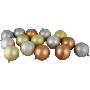 Northlight 32Ct Silver Gold And Almond Shatterproof 2-Finish Christmas Ball Ornaments 3.25in (80Mm) Silver NoSize
