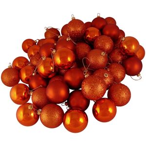 Northlight 60ct Burnt Orange Shatterproof 4-Finish Christmas Ball Ornaments NoColor NoSize