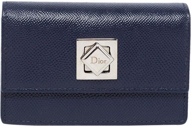 Christian Dior Navy Blue Leather Turn Me Gusset Card Case (Authentic Pre-Owned) NoColor NoSize