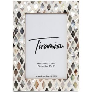 Tiramisu Mother of Pearl Picture Frame- Diamond Pattern Ivory Medium